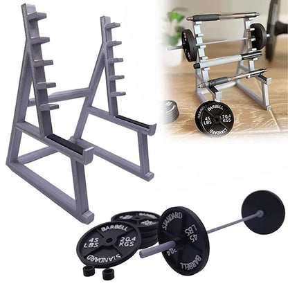1Pc Creative Barbell Rack Pen Holder Mini Squat Ornaments with Barbells and Weights Funny Weightlifting Gift Desk Organizer