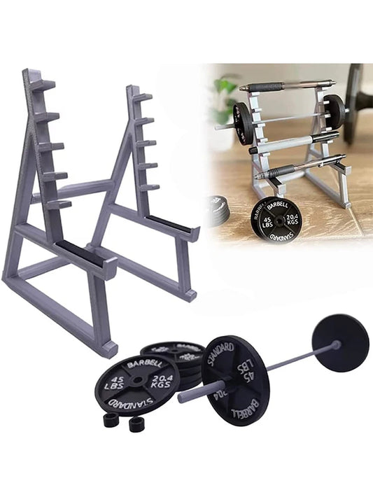 1Pc Creative Barbell Rack Pen Holder Mini Squat Ornaments with Barbells and Weights Funny Weightlifting Gift Desk Organizer